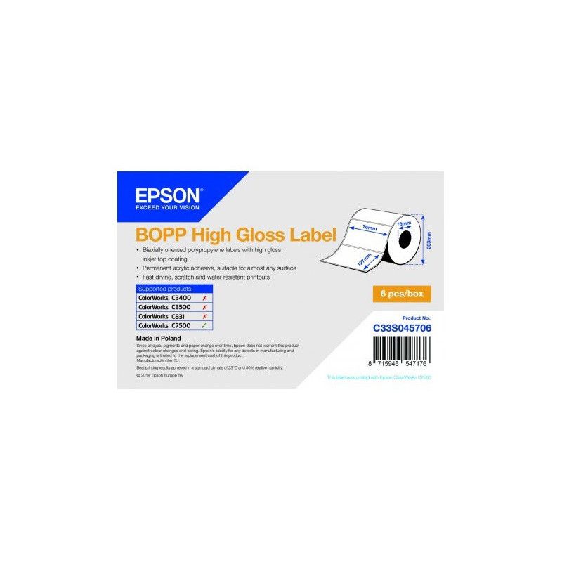 Etiquettes pour Epson C7500G