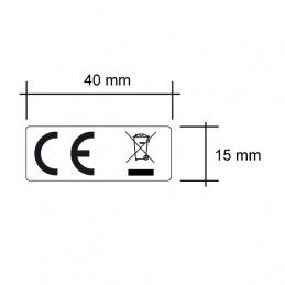 Etiquette CE et DEEE 40x15 mm poubelle barree avec rectangle noir