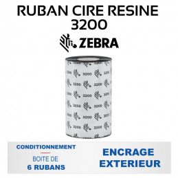 Intermec 03200BK04045 ZEBRA 3200 Cire Résine 40mm X 450m Noir Luxe Imprimante Ruban 