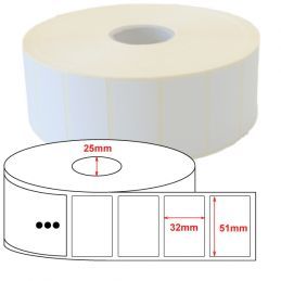 Etiquette ZEBRA Polyester 51x32mm blanc brillant mandrin 25mm