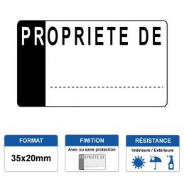 Etiquette prélaminée 35x20mm - PROPRIETE