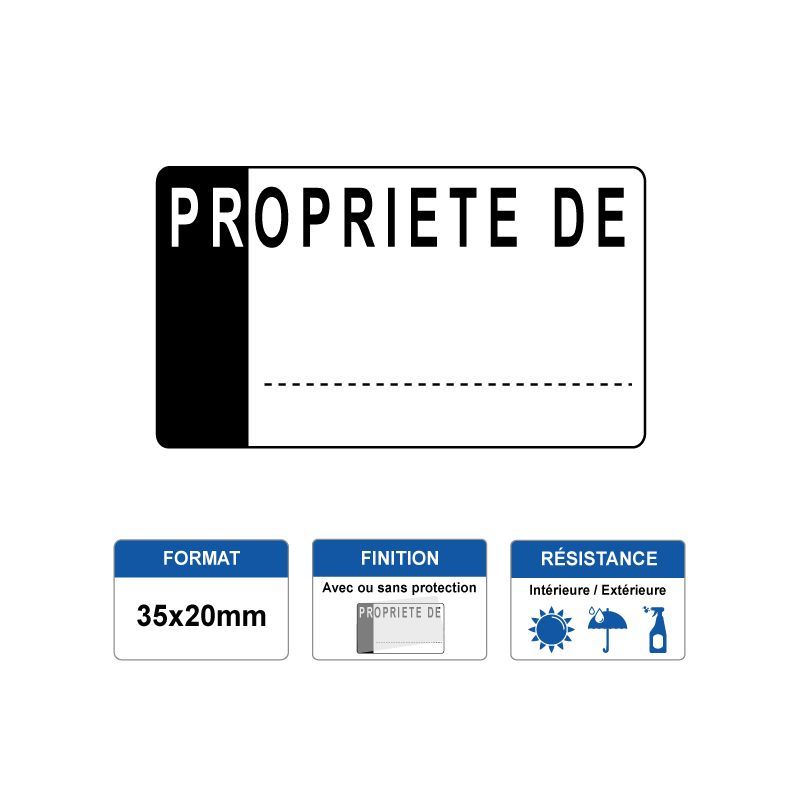 Etiquette prélaminée 35x20mm - PROPRIETE