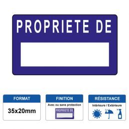 Etiquette prélaminée 35x20mm - PROPRIETE DE