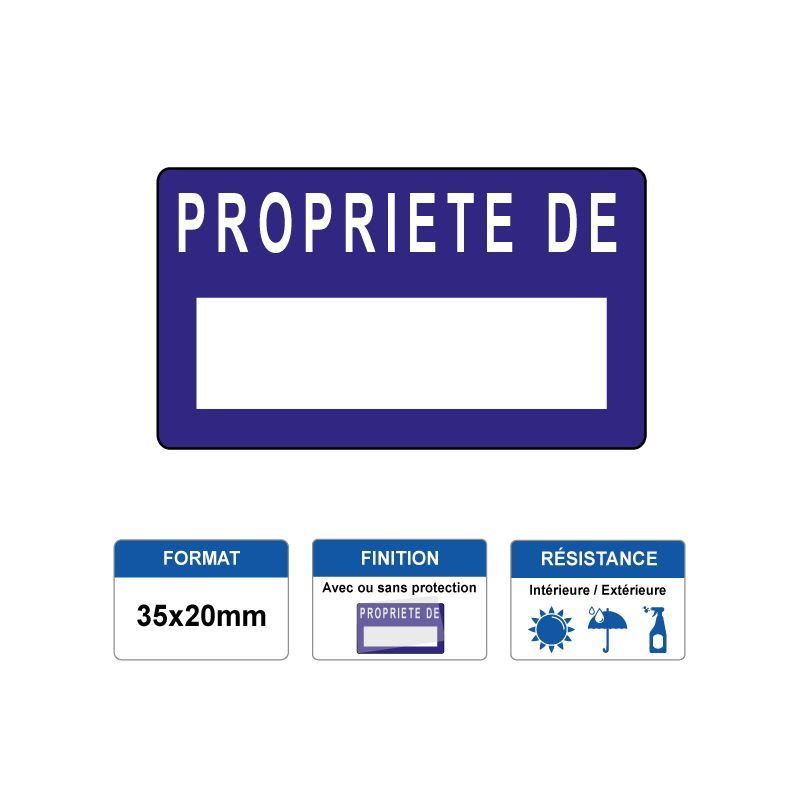 Etiquette prélaminée 35x20mm - PROPRIETE DE