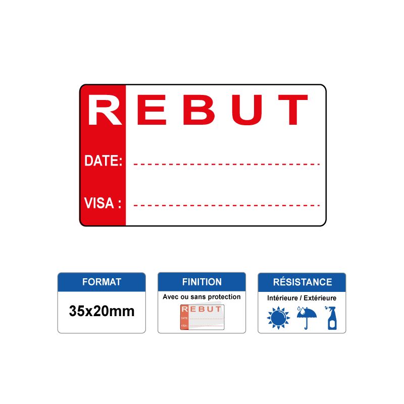 Etiquette prélaminée 35x20mm - REBUT