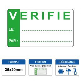 Etiquette prélaminée 35x20mm - VERIFIE