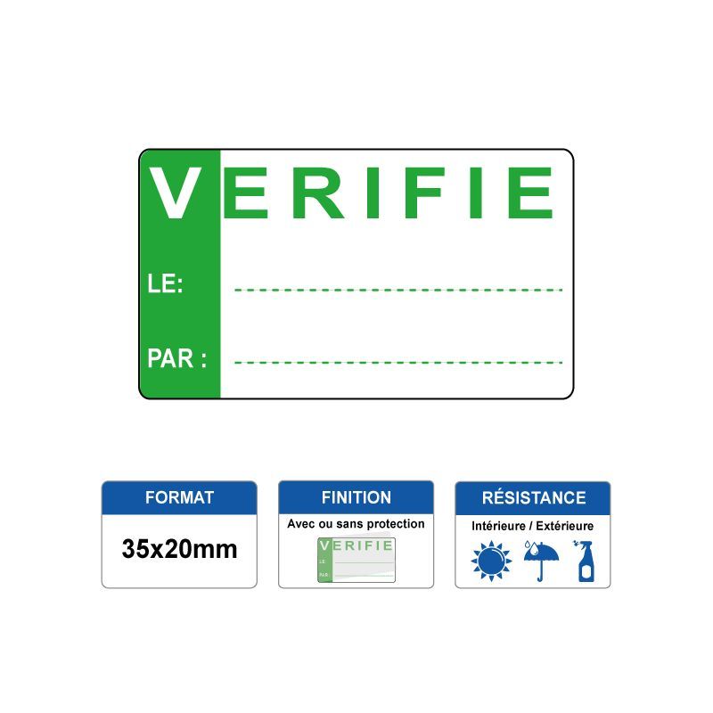 Etiquette prélaminée 35x20mm - VERIFIE