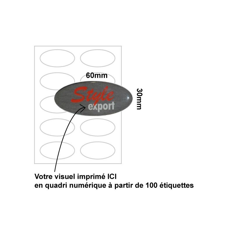 Etiquette dômée 60x30mm OVALE