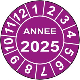 Pastille calendrier Ø15 à 50mm - ANNEE 2025 - Fond Violet