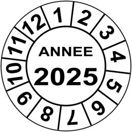 Pastille calendrier Ø15 à 50mm - ANNEE 2025 - Fond Blanc