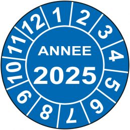 Pastille calendrier Ø15 à 50mm - ANNEE 2025 - Fond Bleu