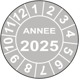 Pastille calendrier Ø15 à 50mm - ANNEE 2025 - Fond Gris