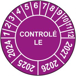 Pastille calendrier Ø15 à 50mm - CONTROLÉ LE - Fond Violet