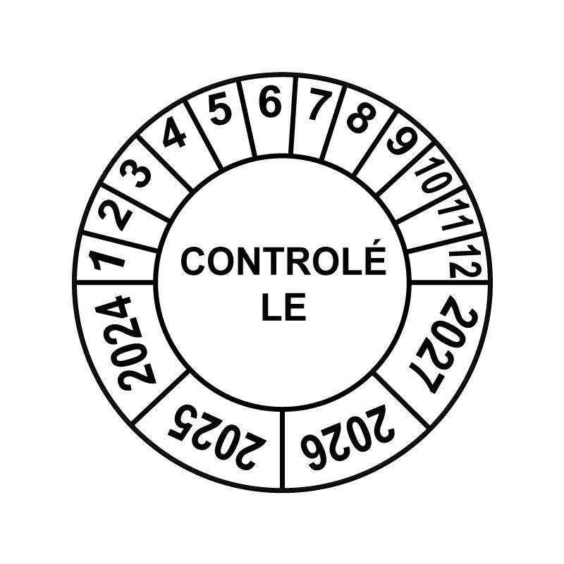 Pastille calendrier Ø15 à 50mm - CONTROLÉ LE - Fond Blanc