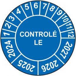 Pastille calendrier Ø15 à 50mm - CONTROLÉ LE  - Fond Bleu
