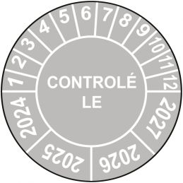 Pastille calendrier Ø15 à 50mm - CONTROLÉ LE - Fond Gris