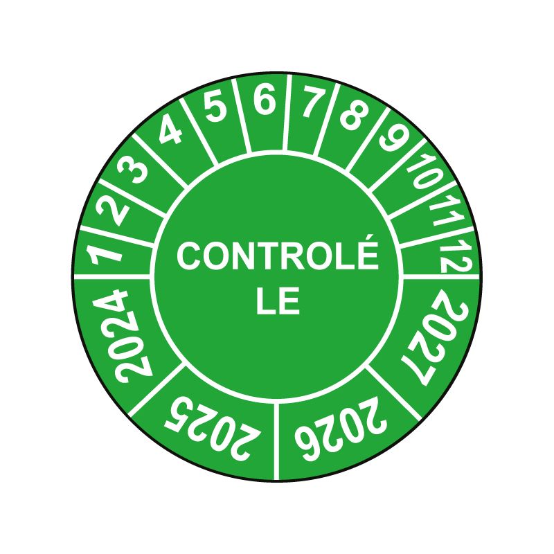 Pastille calendrier Ø15 à 50mm - CONTROLÉ LE - Fond Vert