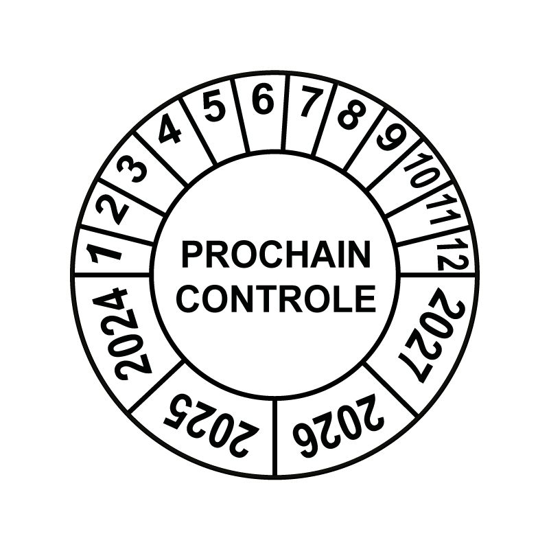Pastille calendrier Ø15 à 50mm - PROCHAIN CONTROLE - Fond Blanc
