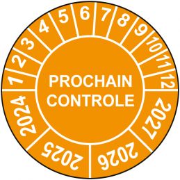 Pastille calendrier Ø15 à 50mm - PROCHAIN CONTROLE - Fond Orange