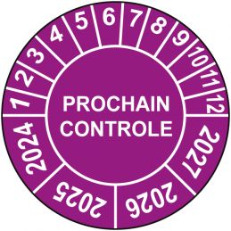Pastille calendrier Ø15 à 50mm - PROCHAIN CONTROLE - Fond Violet