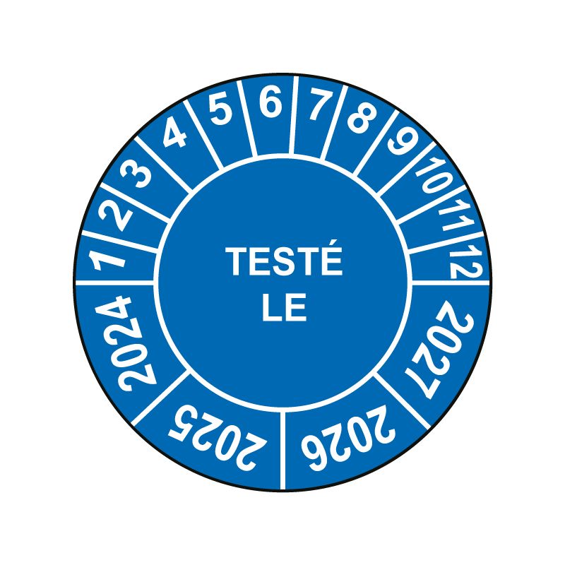Pastille calendrier Ø15 à 50mm - TESTÉ LE - Fond Bleu