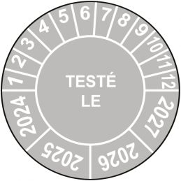 Pastille calendrier Ø15 à 50mm - TESTÉ LE - Fond Gris