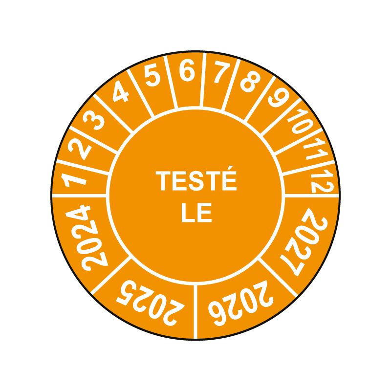 Pastille calendrier Ø15 à 50mm - TESTÉ LE - Fond Orange