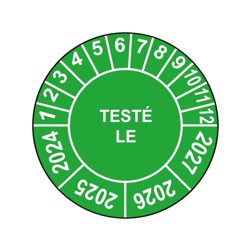 Pastille calendrier Ø15 à 50mm - TESTÉ LE - Fond Vert