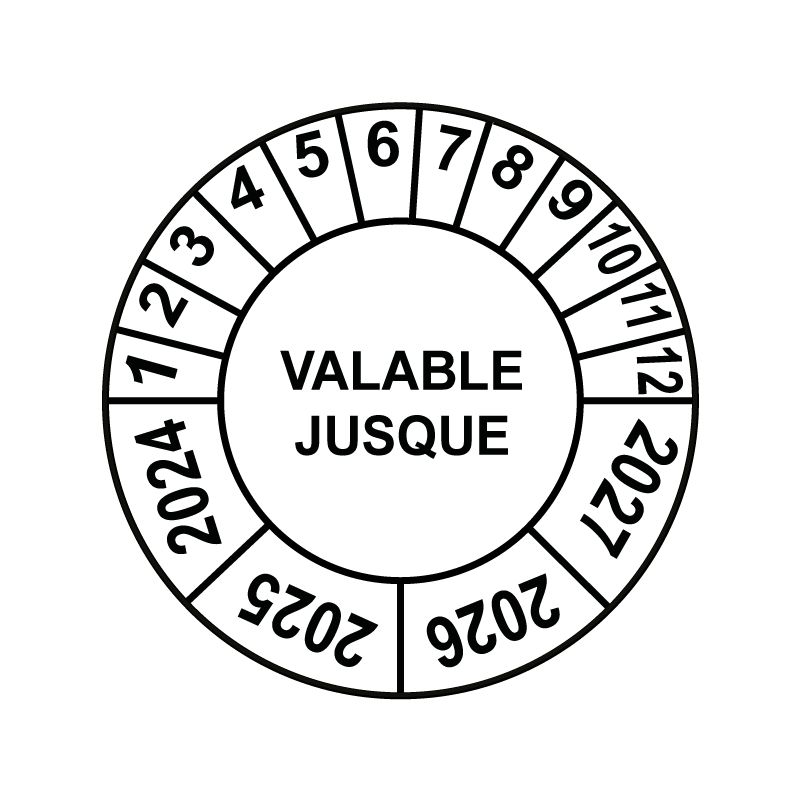 Pastille calendrier Ø15 à 50mm - VALABLE JUSQUE - Fond Blanc