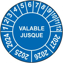 Pastille calendrier Ø15 à 50mm - VALABLE JUSQUE - Fond Bleu