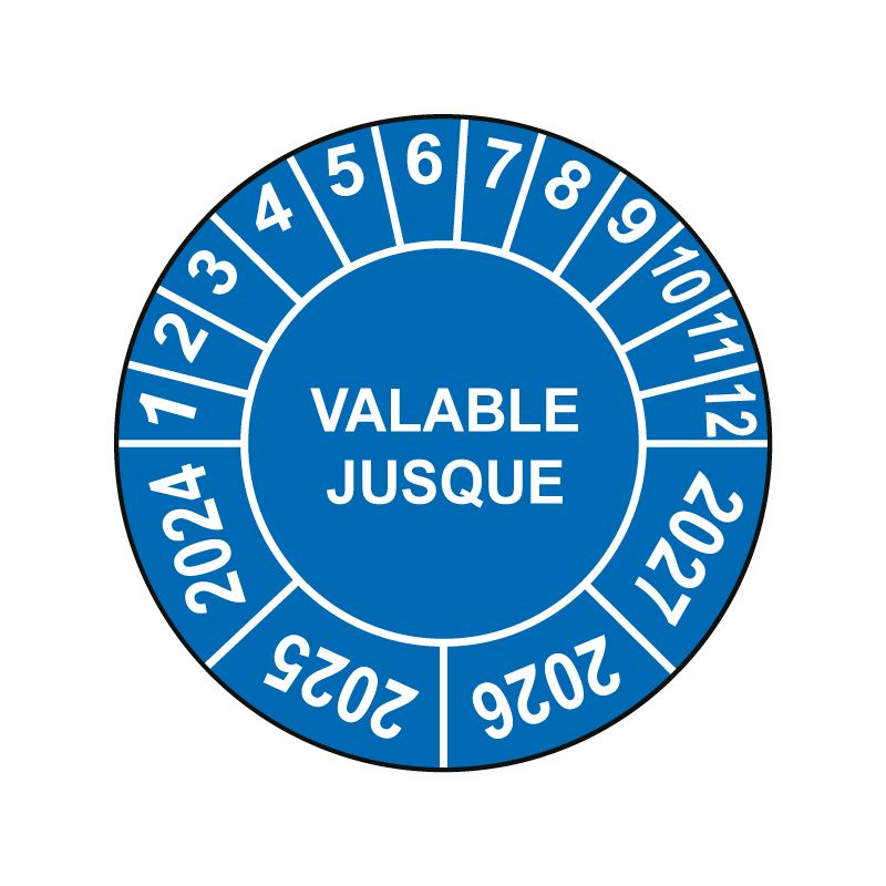 Pastille calendrier Ø15 à 50mm - VALABLE JUSQUE - Fond Bleu