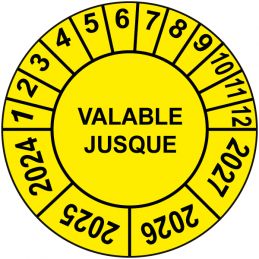 Pastille calendrier Ø15 à 50mm - VALABLE JUSQUE - Fond Jaune