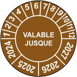 Pastille calendrier Ø15 à 50mm - VALABLE JUSQUE - Fond Marron