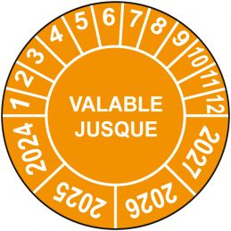 Pastille calendrier Ø15 à 50mm - VALABLE JUSQUE - Fond Orange
