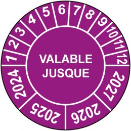 Pastille calendrier Ø15 à 50mm - VALABLE JUSQUE - Fond Violet