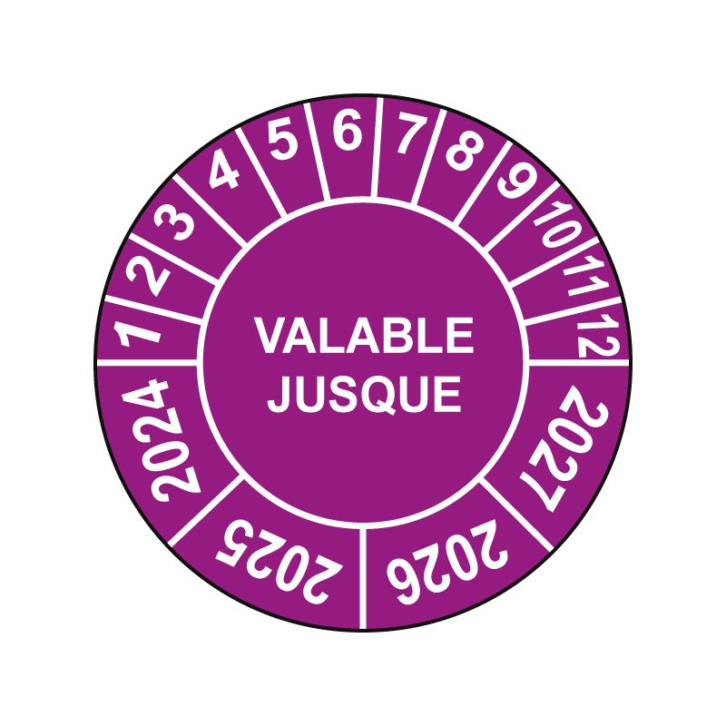 Pastille calendrier Ø15 à 50mm - VALABLE JUSQUE - Fond Violet