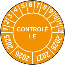 Pastille calendrier Ø15 à 50mm - CONTROLÉ LE - Fond Orange