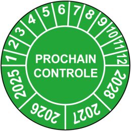 Pastille calendrier Ø15 à 50mm - PROCHAIN CONTROLE - Fond Vert