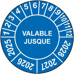 Pastille calendrier Ø15 à 50mm - VALABLE JUSQUE - Fond Bleu