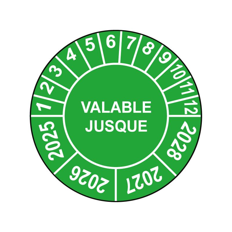 Pastille calendrier Ø15 à 50mm - VALABLE JUSQUE - Fond Vert