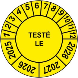 Pastille calendrier Ø15 à 50mm - TESTÉ LE - Fond Jaune