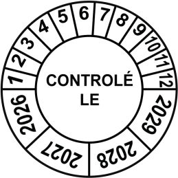 Pastille calendrier Ø15 à 50mm - CONTROLÉ LE - Années 2026 à 2029