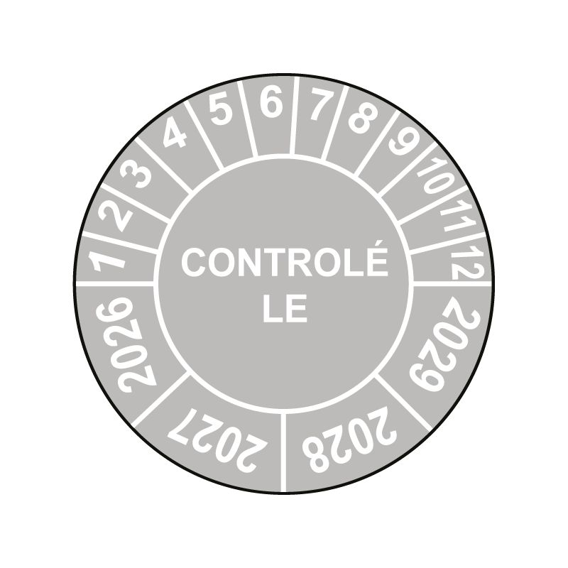 Pastille calendrier Ø15 à 50mm - CONTROLÉ LE - Années 2026 à 2029