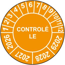 Pastille calendrier Ø15 à 50mm - CONTROLÉ LE - Années 2026 à 2029