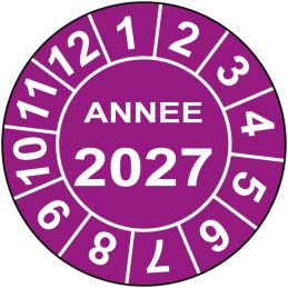 Pastille calendrier Ø15 à 50mm - ANNEE 2027 - Fond Jaune
