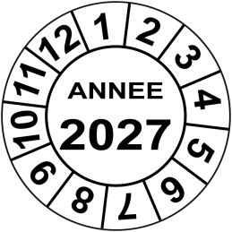 Pastille calendrier Ø15 à 50mm - ANNEE 2027 - Fond Blanc