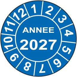 Pastille calendrier Ø15 à 50mm - ANNEE 2027 - Fond Bleu