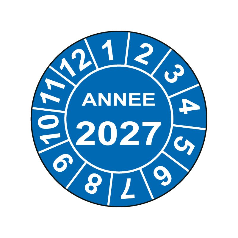 Pastille calendrier Ø15 à 50mm - ANNEE 2027 - Fond Bleu