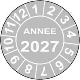 Pastille calendrier Ø15 à 50mm - ANNEE 2027 - Fond Gris