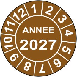 Pastille calendrier Ø15 à 50mm - ANNEE 2027 - Fond Marron